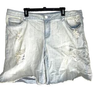 Seven7 Luxe Shorts Womens Plus 22 Blue Light Wash Cut-off Denim Cotton Blend